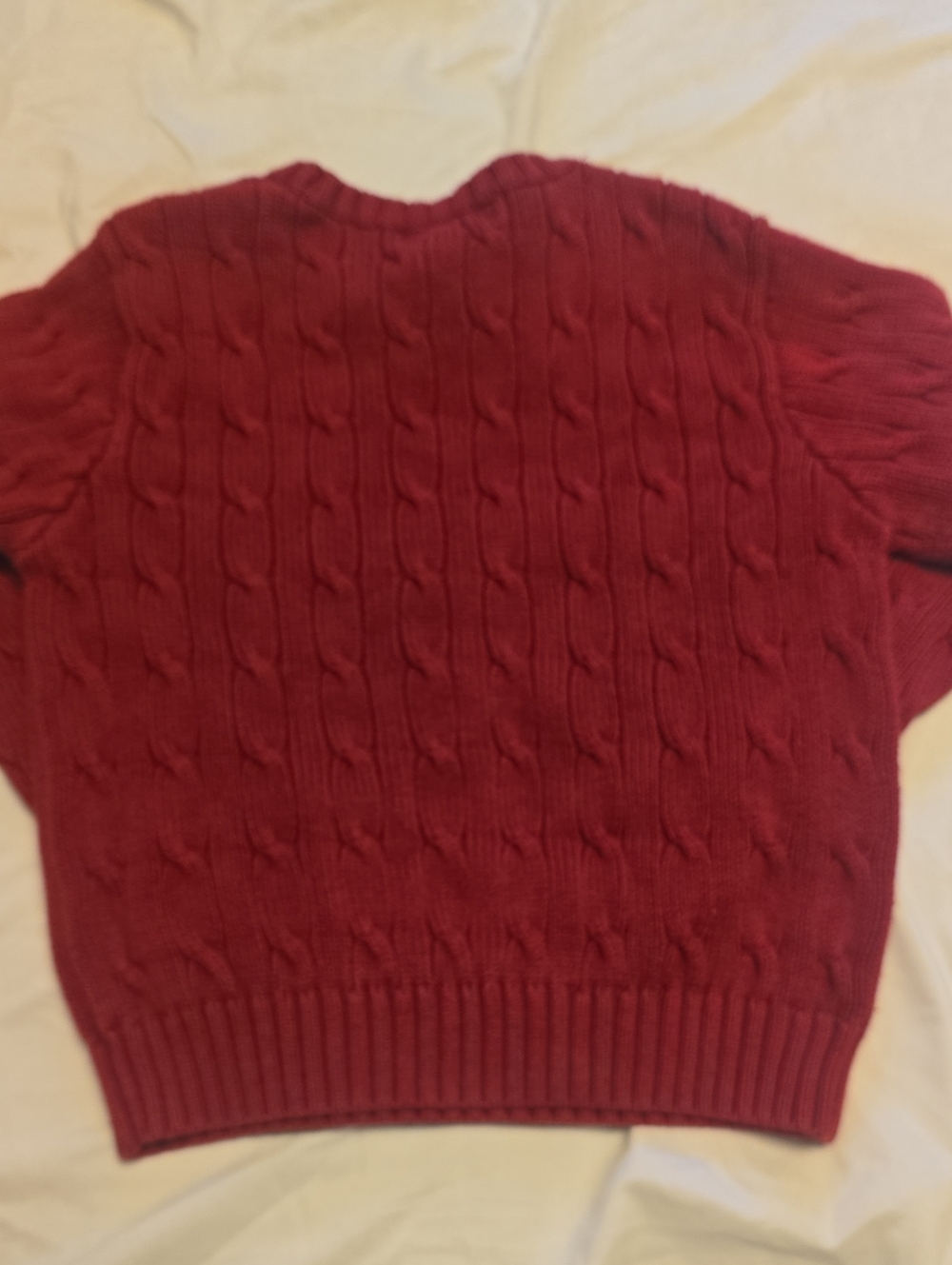 Polo Ralph Lauren Boys Red Cable-Knit Crewneck Sweater Navy Pony - Size 6 Kids